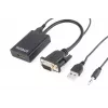 GEMBIRD VGA-zu-HDMI-Adapterkabel, USB-gespeist 15cm - Schwarz