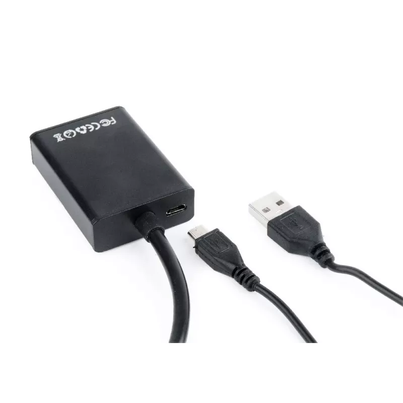 GEMBIRD VGA-zu-HDMI-Adapterkabel, USB-gespeist 15cm - Schwarz