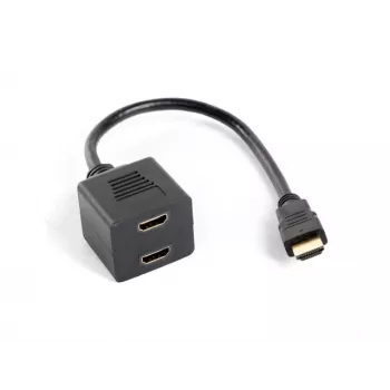HDMI-Videosplitter LANBERG AD-0019-BK — 2x HDMI-Ausgänge, Full HD 1920x1080, 0,2 m Kabel, schwarz