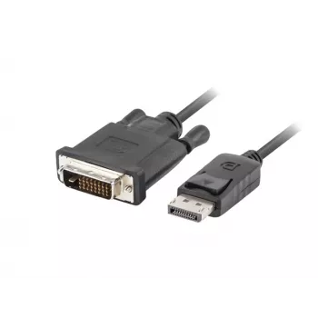 Video-Adapterkabel LANBERG DisplayPort (Stecker) auf DVI‑D (Stecker), 1 m, schwarz, unterstützt 1080p