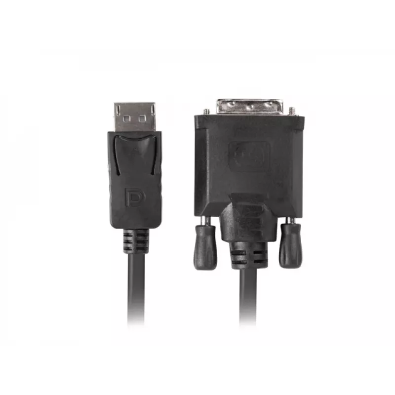 Video-Adapterkabel LANBERG DisplayPort (Stecker) auf DVI‑D (Stecker), 1 m, schwarz, unterstützt 1080p