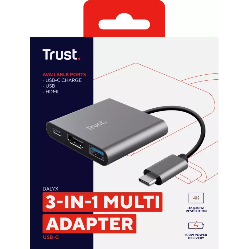 Trust Dalyx USB 3.2 Gen 1 (3.1 Gen 1) Type-C Aluminium, Schwarz