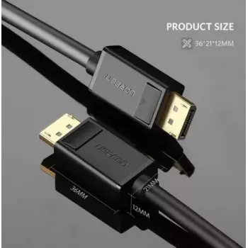 DisplayPort-Kabel UGREEN DP102 1 m, DisplayPort 1.2, 21,6 Gbit/s, 3840×2160@60Hz, schwarz