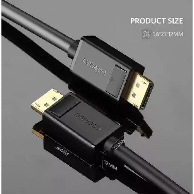 DisplayPort-Kabel UGREEN DP102 1 m, DisplayPort 1.2, 21,6 Gbit/s, 3840×2160@60Hz, schwarz