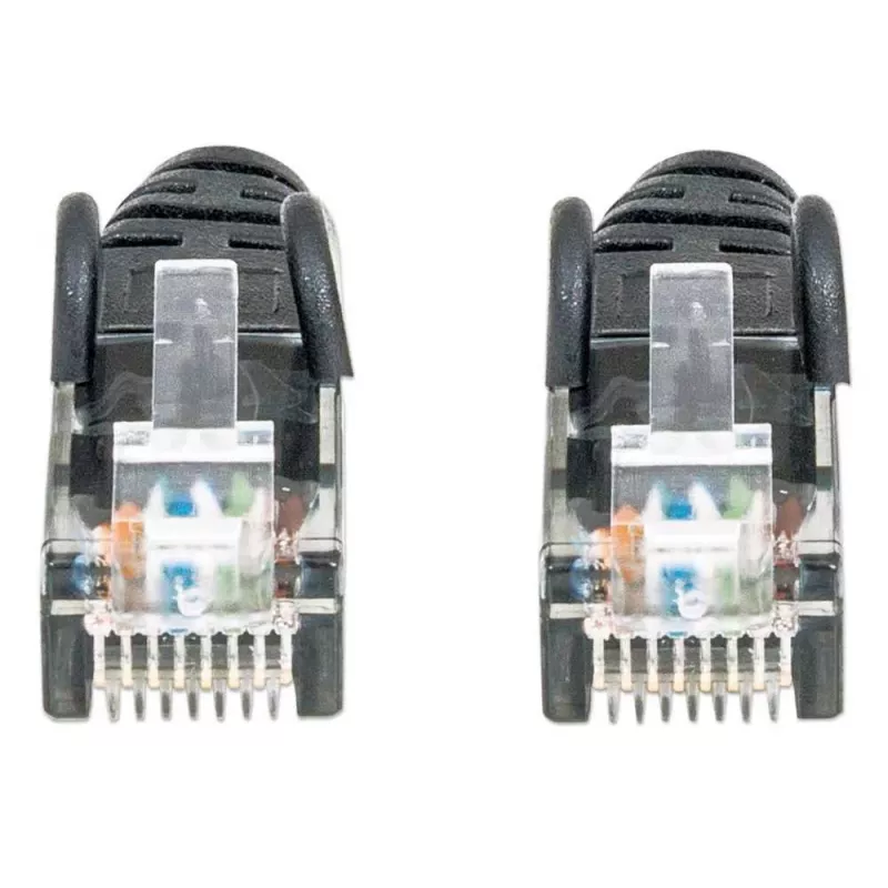 Intellinet Netzwerk-Patchkabel, Cat6, 3 m, Schwarz, CCA, U/UTP, PVC, RJ45, vergoldete Kontakte, snagless, mit Knickschutz, lebenslange Garantie