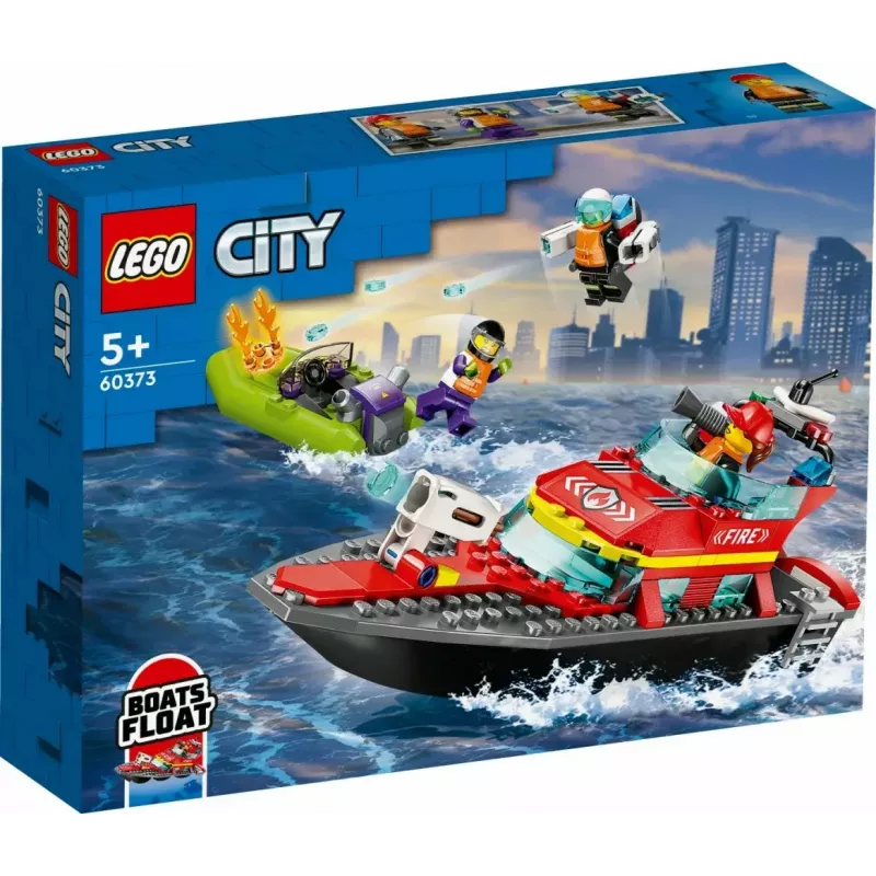 LEGO Spielset Feuerwehr-Rettungsboot 60373 — City Serie, 144 Teile, 3 Minifiguren, Alter 5+, Maße 80×230×70 mm