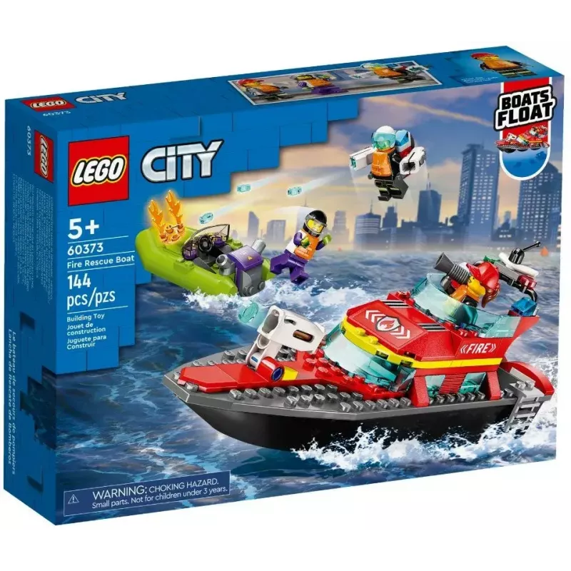 LEGO Spielset Feuerwehr-Rettungsboot 60373 — City Serie, 144 Teile, 3 Minifiguren, Alter 5+, Maße 80×230×70 mm