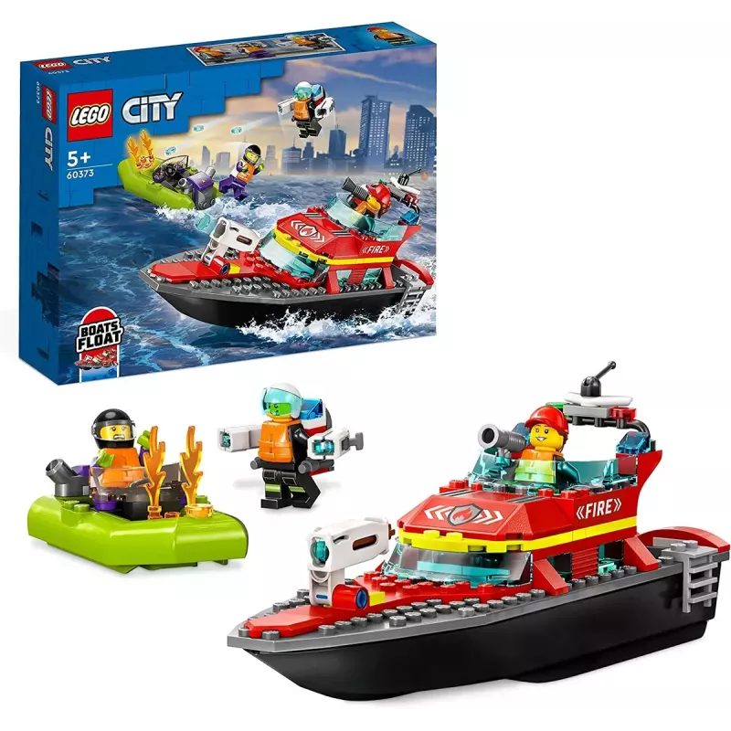 LEGO Spielset Feuerwehr-Rettungsboot 60373 — City Serie, 144 Teile, 3 Minifiguren, Alter 5+, Maße 80×230×70 mm