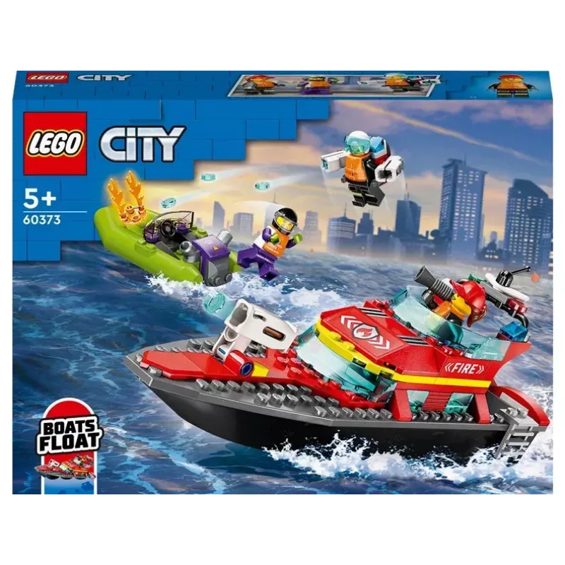 LEGO Spielset Feuerwehr-Rettungsboot 60373 — City Serie, 144 Teile, 3 Minifiguren, Alter 5+, Maße 80×230×70 mm