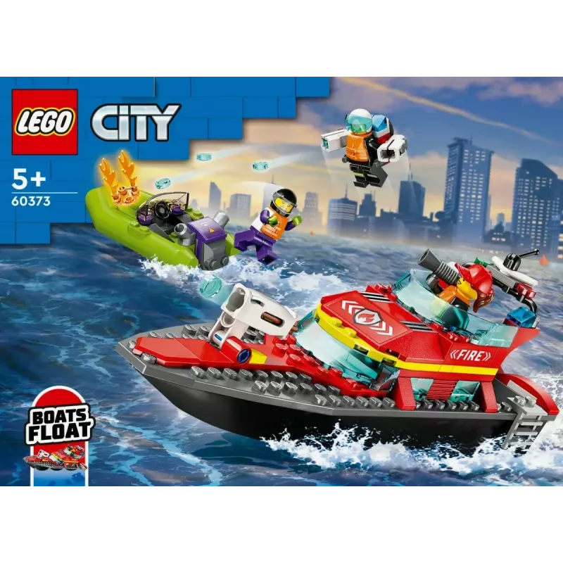 LEGO Spielset Feuerwehr-Rettungsboot 60373 — City Serie, 144 Teile, 3 Minifiguren, Alter 5+, Maße 80×230×70 mm