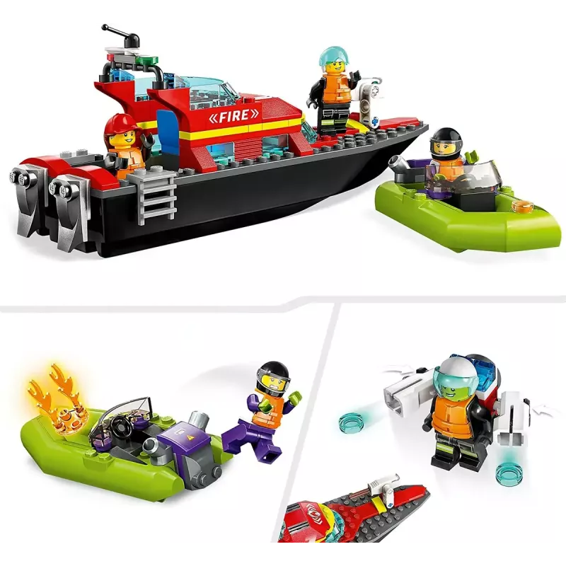 LEGO Spielset Feuerwehr-Rettungsboot 60373 — City Serie, 144 Teile, 3 Minifiguren, Alter 5+, Maße 80×230×70 mm
