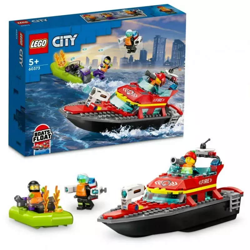 LEGO Spielset Feuerwehr-Rettungsboot 60373 — City Serie, 144 Teile, 3 Minifiguren, Alter 5+, Maße 80×230×70 mm
