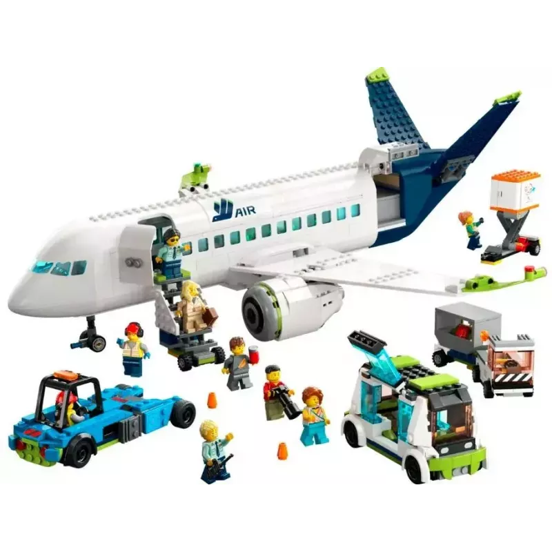 LEGO Passagierflugzeug Bauset 60367 — City-Serie, 913 Teile, 2 Minifiguren, detailliertes Interieur
