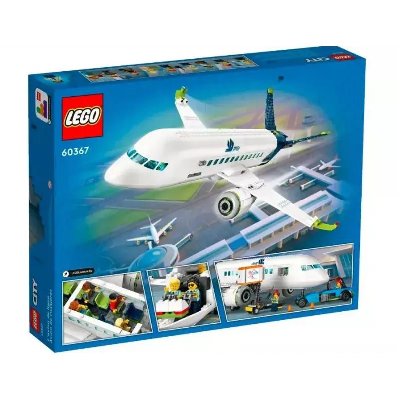 LEGO Passagierflugzeug Bauset 60367 — City-Serie, 913 Teile, 2 Minifiguren, detailliertes Interieur