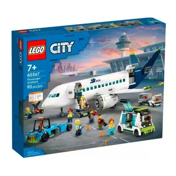 LEGO Passagierflugzeug Bauset 60367 — City-Serie, 913 Teile, 2 Minifiguren, detailliertes Interieur