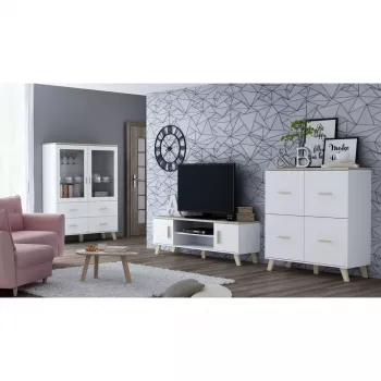 Sideboard cama meble LOTTA 110 4D — 4 Türen, 6 Regalböden, Sonoma-Eiche-Oberfläche, 1100×540×1190 mm