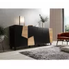 Kommode cama meble ETNA 200x42x82 cm, schwarz matt mit Eiche rustikal, Spanplatte