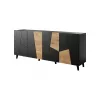 Kommode cama meble ETNA 200x42x82 cm, schwarz matt mit Eiche rustikal, Spanplatte
