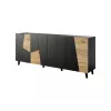 Kommode cama meble ETNA 200x42x82 cm, schwarz matt mit Eiche rustikal, Spanplatte