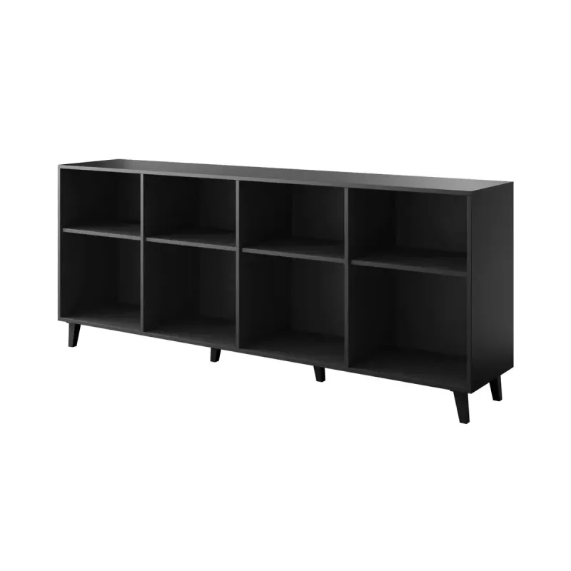 Kommode cama meble ETNA 200x42x82 cm, schwarz matt mit Eiche rustikal, Spanplatte