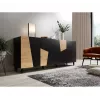 Kommode cama meble ETNA 200x42x82 cm, schwarz matt mit Eiche rustikal, Spanplatte