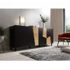 Kommode cama meble ETNA 200x42x82 cm, schwarz matt mit Eiche rustikal, Spanplatte