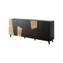 Kommode cama meble ETNA 200x42x82 cm, schwarz matt mit Eiche rustikal, Spanplatte