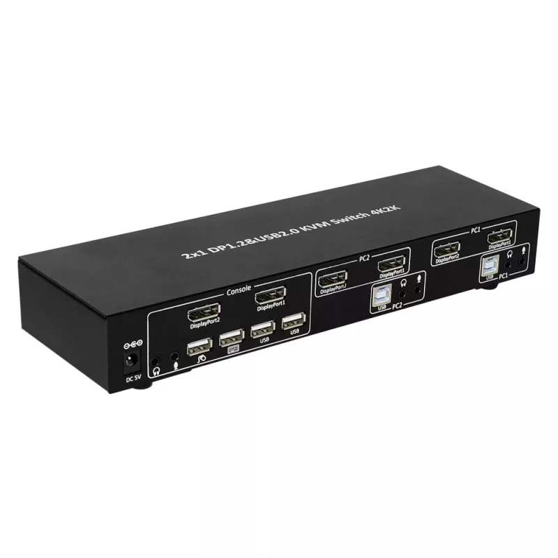 Techly IDATA DP-KVM2 KVM-Switch Schwarz