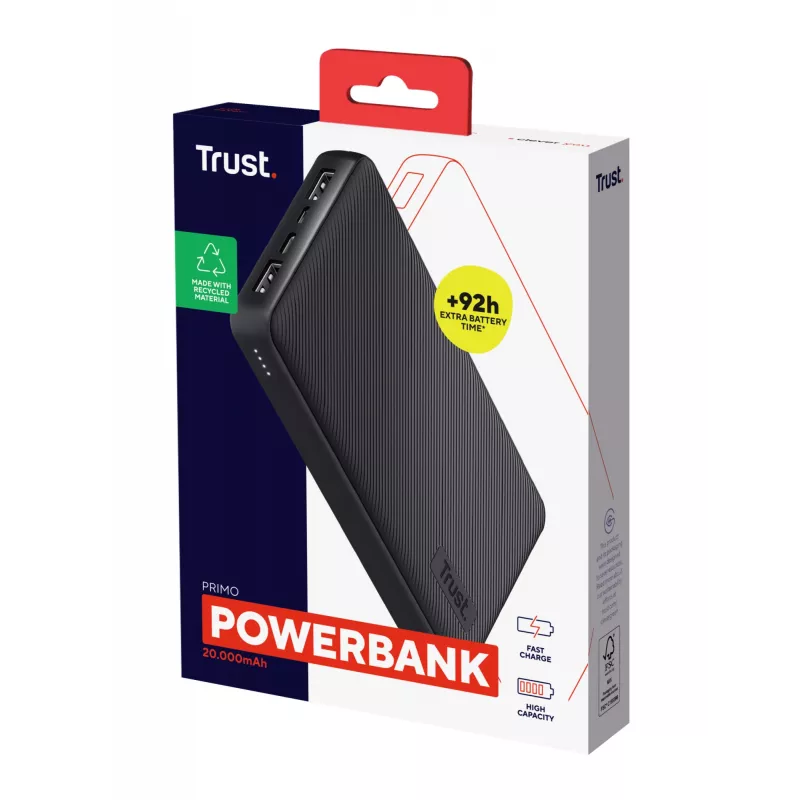 Trust Primo Lithium-Ion (Li-Ion) 20000 mAh Schwarz