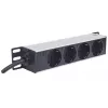 Steckdosenleiste INTELLINET 10 Zoll 1HE Rackmount, 4-fach Typ F, 250 V, 15 A, 1,8 m Kabel, grau