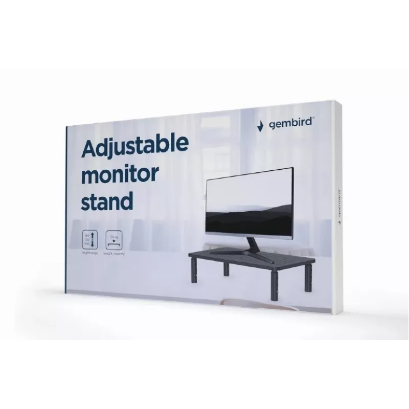 Freistehende Tischmonitorhalterung GEMBIRD MS-TABLE-01 – ein Bildschirm, 20 kg Kapazität, schwarz, manuelle Höhenverstellung 100–140 mm