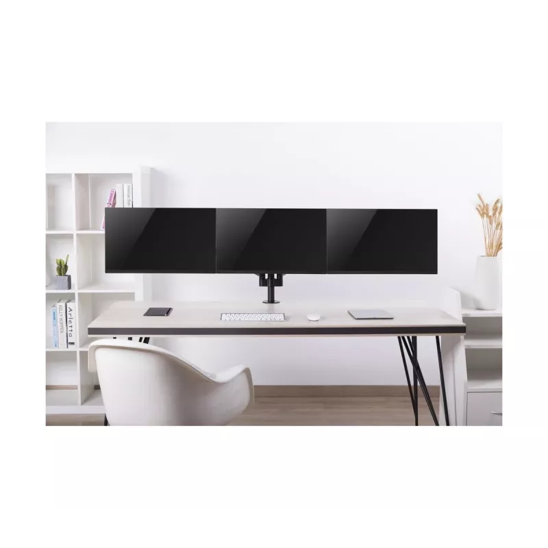 Monitorhalterung GEMBIRD MA-DA3-01 3-Arm Tischklemme/Tischdurchführung für bis zu 3×27 Zoll, VESA 75/100, Gasfeder, schwarz