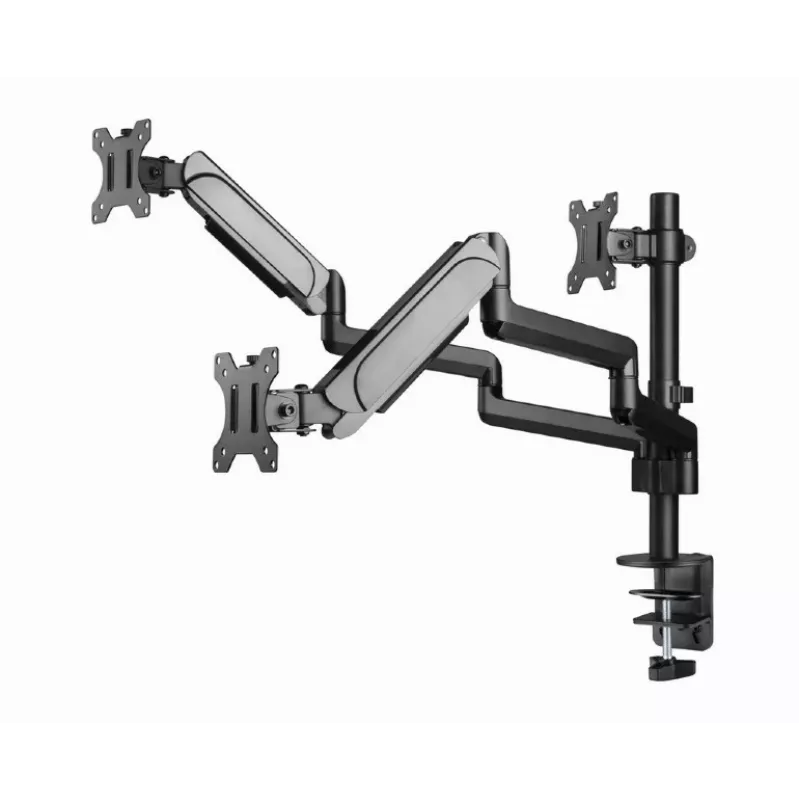 Monitorhalterung GEMBIRD MA-DA3-01 3-Arm Tischklemme/Tischdurchführung für bis zu 3×27 Zoll, VESA 75/100, Gasfeder, schwarz