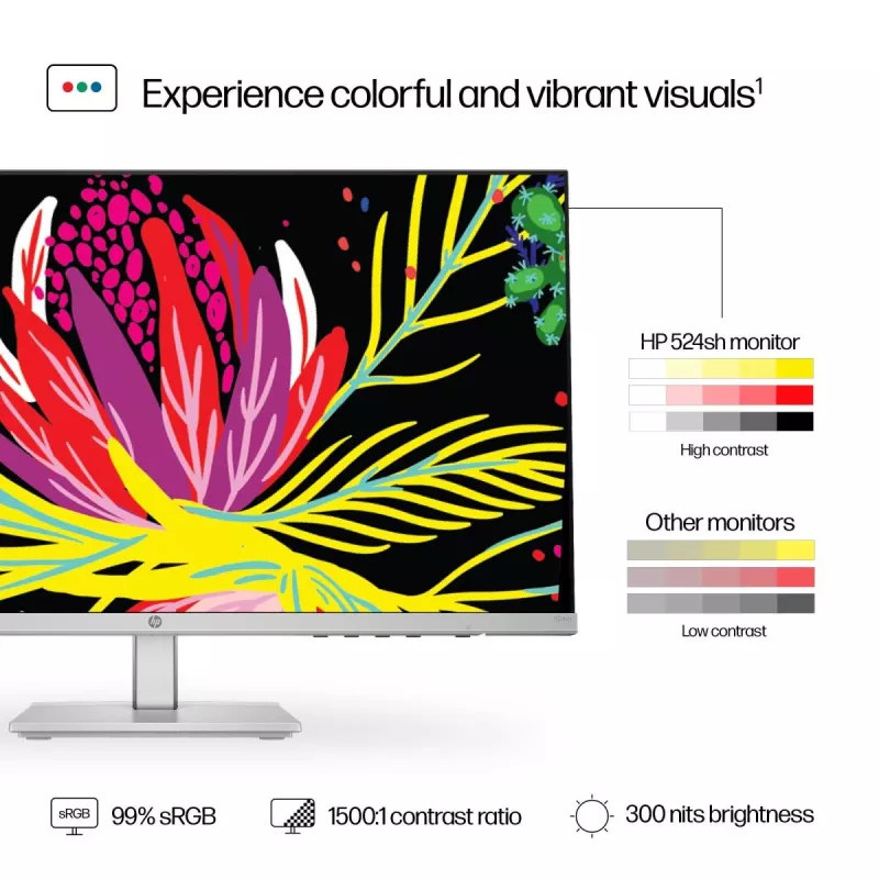 HP Desktop Monitor - Series 5 524sh - 24in - 1920x1080 (FHD) - IPS - Höhenverstellbar