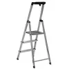 Klappleiter Krause 126313 — Aluminium-Stehleiter mit 3 Stufen, maximale Höhe 140 cm, Belastbarkeit 150 kg, rutschfeste Stufen und Füße