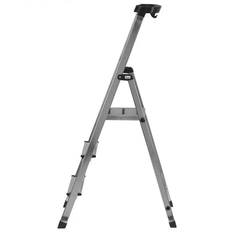 Klappleiter Krause 126313 — Aluminium-Stehleiter mit 3 Stufen, maximale Höhe 140 cm, Belastbarkeit 150 kg, rutschfeste Stufen und Füße
