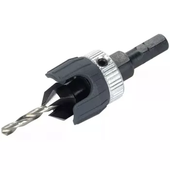 Schraubenstarter Wolfcraft 2544000, Sechskantschaft, Werkzeugstahl, für Nichteisenmetall, 90°-Versenkung, inklusive Inbusschlüssel