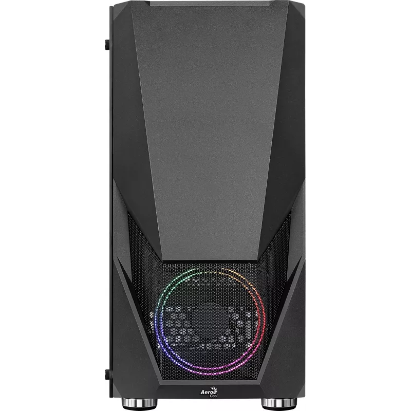 PC-Gehäuse AEROCOOL Zauron Midi Tower Schwarz — Midi-Tower, Seitenfenster, unterstützt ATX/microATX/Mini-ITX, max. GPU 32,5 cm, CPU-Kühlerhöhe 166 mm, 2x 3,5-Zoll-Einschübe, 4x 2,5-Zoll-Einschübe