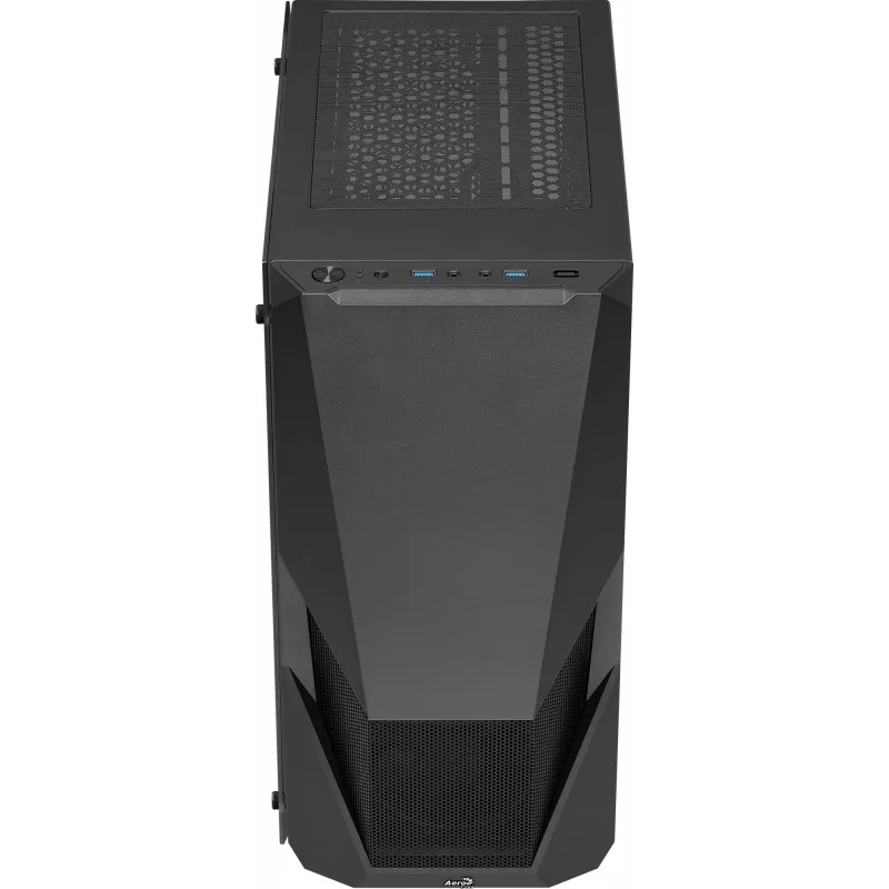 PC-Gehäuse AEROCOOL Zauron Midi Tower Schwarz — Midi-Tower, Seitenfenster, unterstützt ATX/microATX/Mini-ITX, max. GPU 32,5 cm, CPU-Kühlerhöhe 166 mm, 2x 3,5-Zoll-Einschübe, 4x 2,5-Zoll-Einschübe