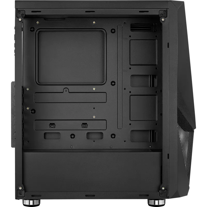 PC-Gehäuse AEROCOOL Zauron Midi Tower Schwarz — Midi-Tower, Seitenfenster, unterstützt ATX/microATX/Mini-ITX, max. GPU 32,5 cm, CPU-Kühlerhöhe 166 mm, 2x 3,5-Zoll-Einschübe, 4x 2,5-Zoll-Einschübe