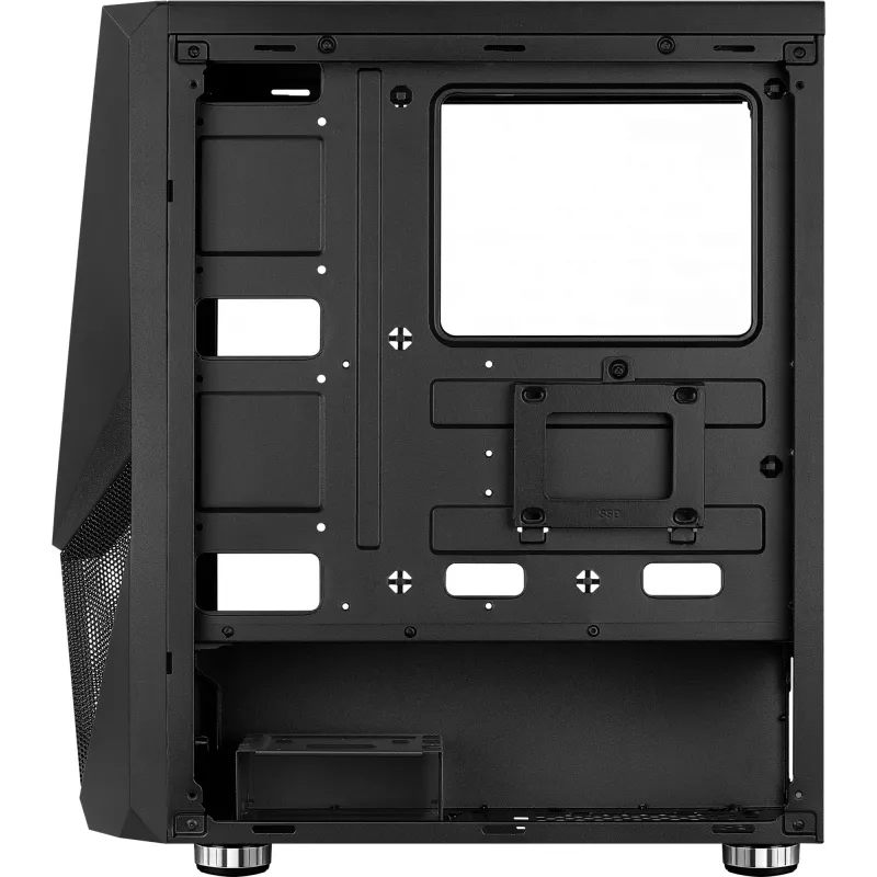 PC-Gehäuse AEROCOOL Zauron Midi Tower Schwarz — Midi-Tower, Seitenfenster, unterstützt ATX/microATX/Mini-ITX, max. GPU 32,5 cm, CPU-Kühlerhöhe 166 mm, 2x 3,5-Zoll-Einschübe, 4x 2,5-Zoll-Einschübe