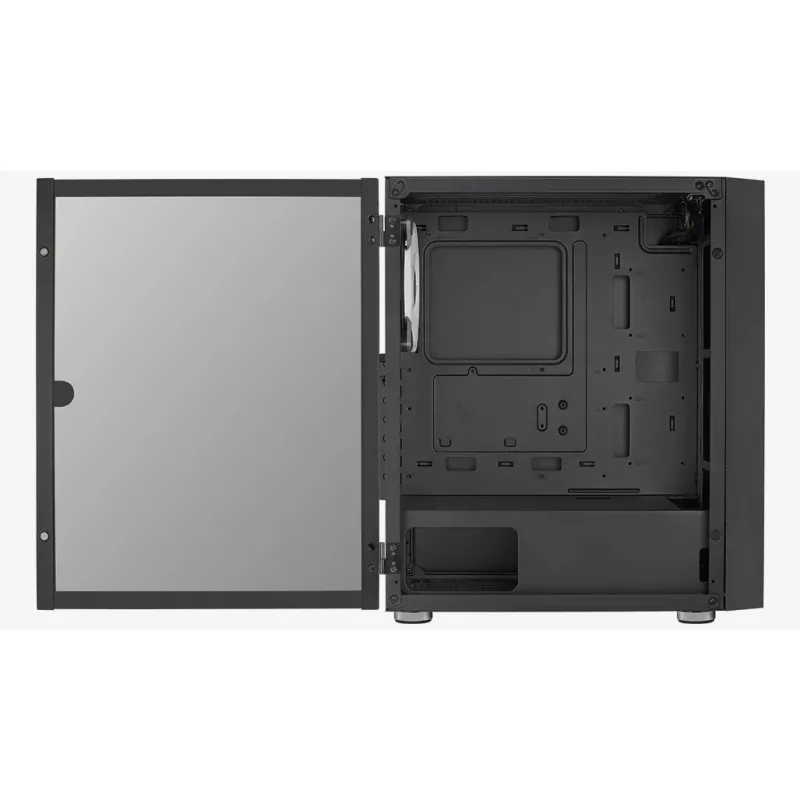 PC Midi Tower Gehäuse AEROCOOL Graphite‑G‑BK‑v2 — Schwarz, ATX/Micro‑ATX/Mini‑ITX, vorne 2×140 mm + hinten 1×140 mm