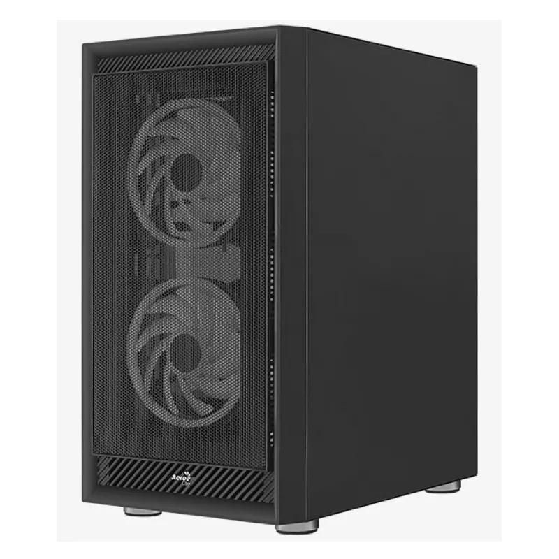 PC Midi Tower Gehäuse AEROCOOL Graphite‑G‑BK‑v2 — Schwarz, ATX/Micro‑ATX/Mini‑ITX, vorne 2×140 mm + hinten 1×140 mm