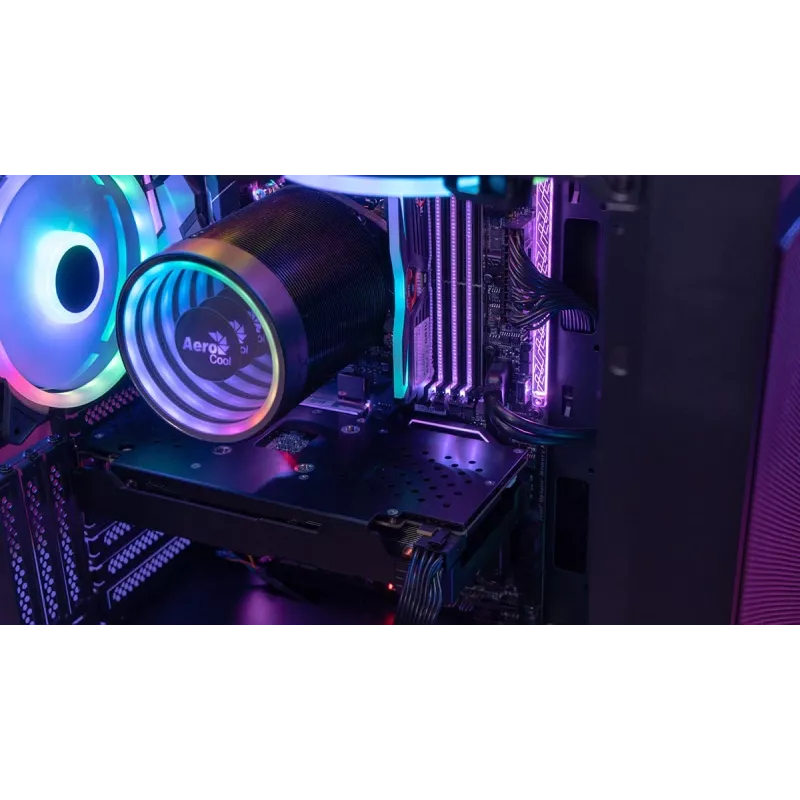 PC Midi Tower Gehäuse AEROCOOL Graphite‑G‑BK‑v2 — Schwarz, ATX/Micro‑ATX/Mini‑ITX, vorne 2×140 mm + hinten 1×140 mm