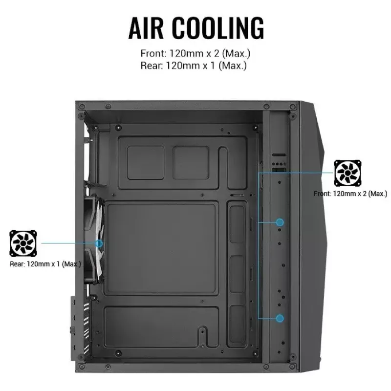 PC-Gehäuse AEROCOOL Raider Mini G V3 Mini-ITX / microATX, schwarz, Seitenfenster, grüne LED, max. GPU 285 mm, CPU-Kühler 159 mm