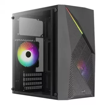 PC-Gehäuse AEROCOOL Raider Mini G V3 Mini-ITX / microATX, schwarz, Seitenfenster, grüne LED, max. GPU 285 mm, CPU-Kühler 159 mm