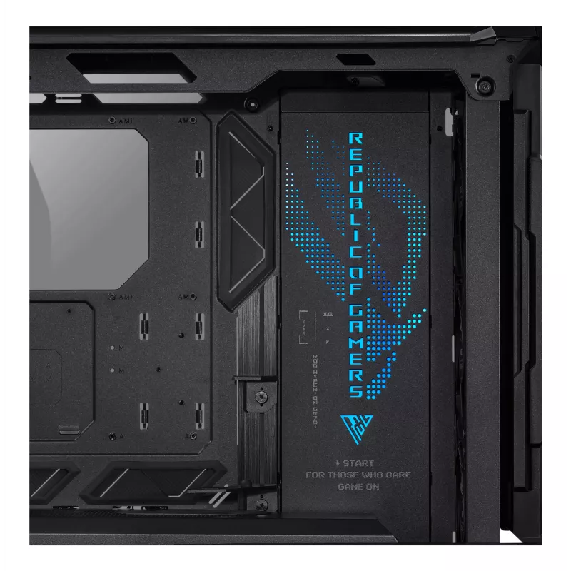 PC-Gehäuse ASUS ROG Hyperion GR701 BTF Edition Tower — schwarz, gehärtetes Glas, Unterstützung für E-ATX/ATX/microATX, 46 cm GPU, 420 mm oberer Radiator