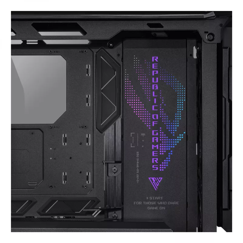 PC-Gehäuse ASUS ROG Hyperion GR701 BTF Edition Tower — schwarz, gehärtetes Glas, Unterstützung für E-ATX/ATX/microATX, 46 cm GPU, 420 mm oberer Radiator