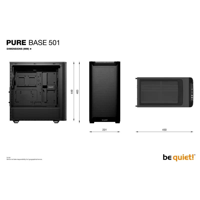 PC-Gehäuse be quiet! PURE BASE 501 Airflow Midi Tower Schwarz