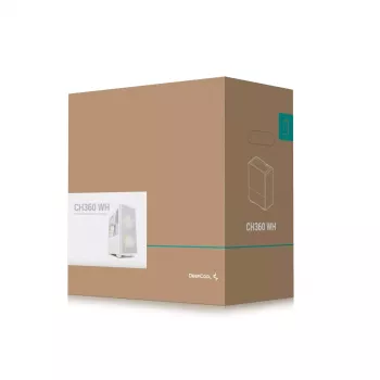 PC-Gehäuse DeepCool CH360 micro ATX weiß — Temperglas, 2x140mm Frontlüfter, USB-C, unterstützt GPUs bis 320 mm